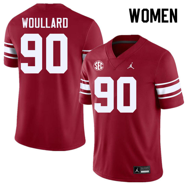 Women #90 Caiden Woullard Oklahoma Sooners 2024 SEC Conference College Football Jerseys-Throwback